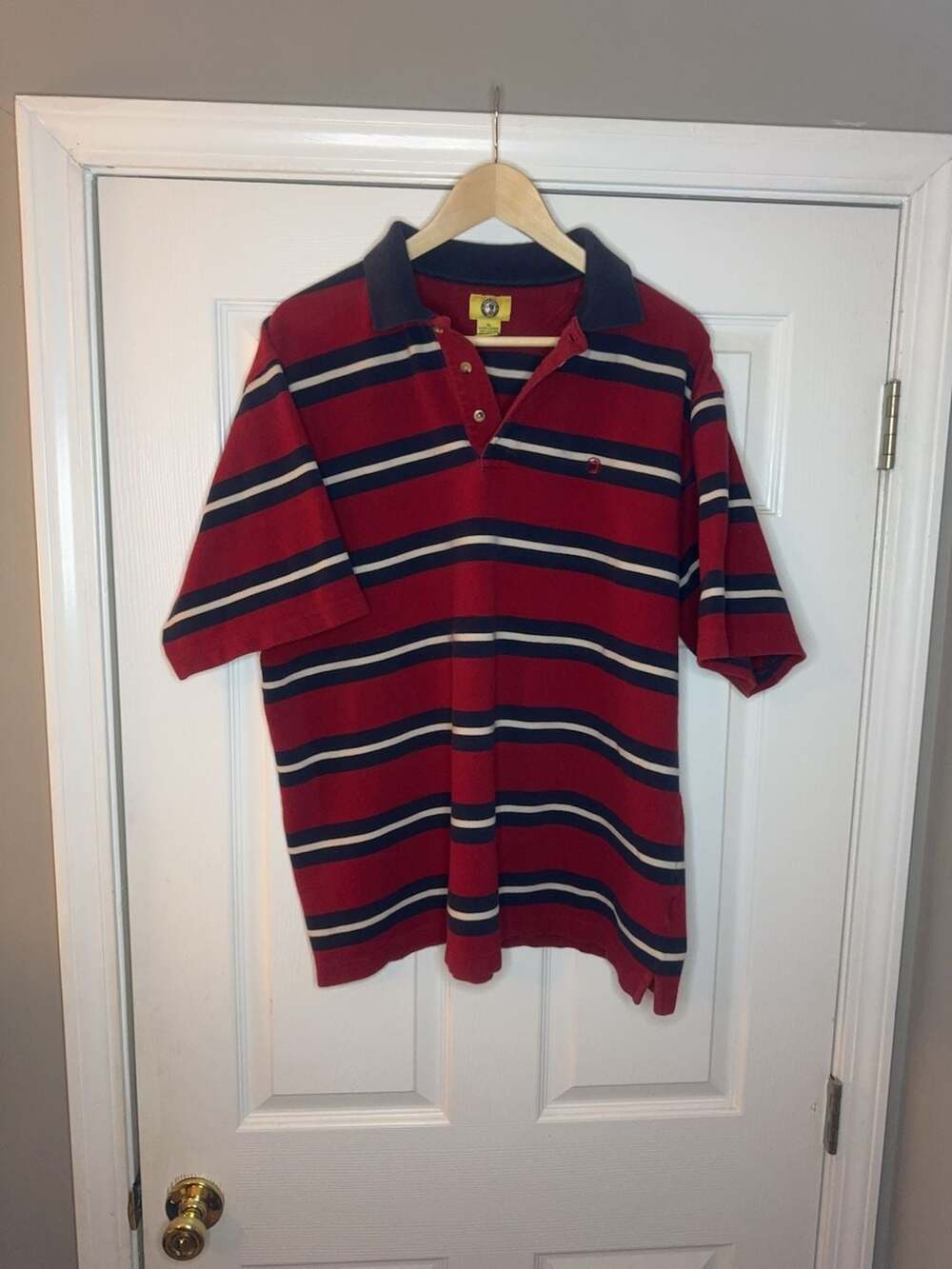 Duck Head 1865 Striped Polo Shirt Red Navy White Size XL